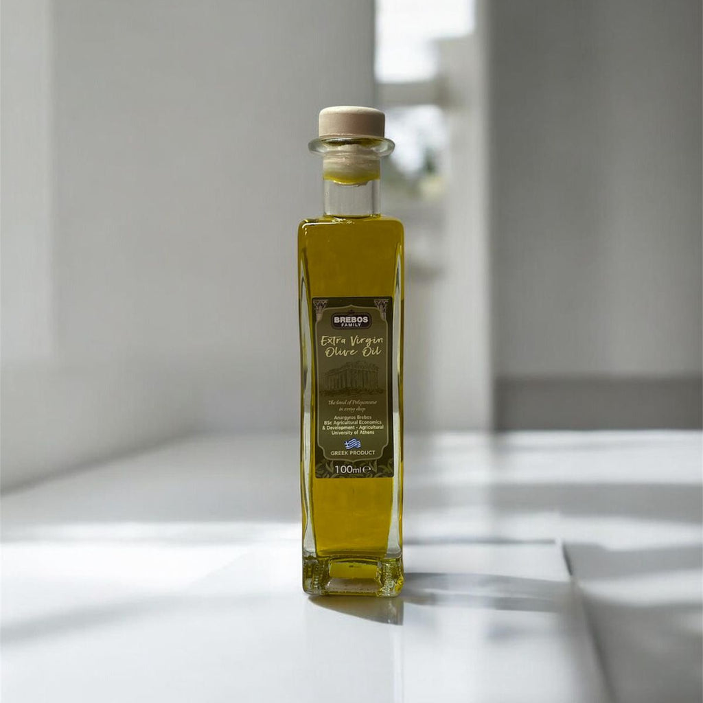 Εξαιρετικό Παρθένο Ελαιόλαδο Μπρέμπος 100ml – Κυματιστή Γυάλινη Φιάλη Με Ακρόπολη