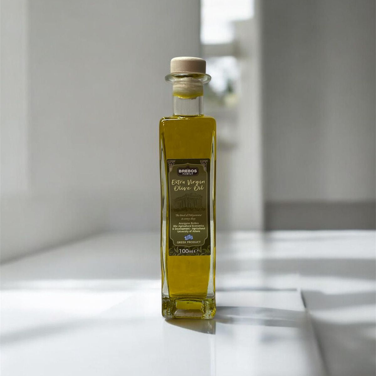Εξαιρετικό Παρθένο Ελαιόλαδο Μπρέμπος 100ml – Κυματιστή Γυάλινη Φιάλη Με Ακρόπολη