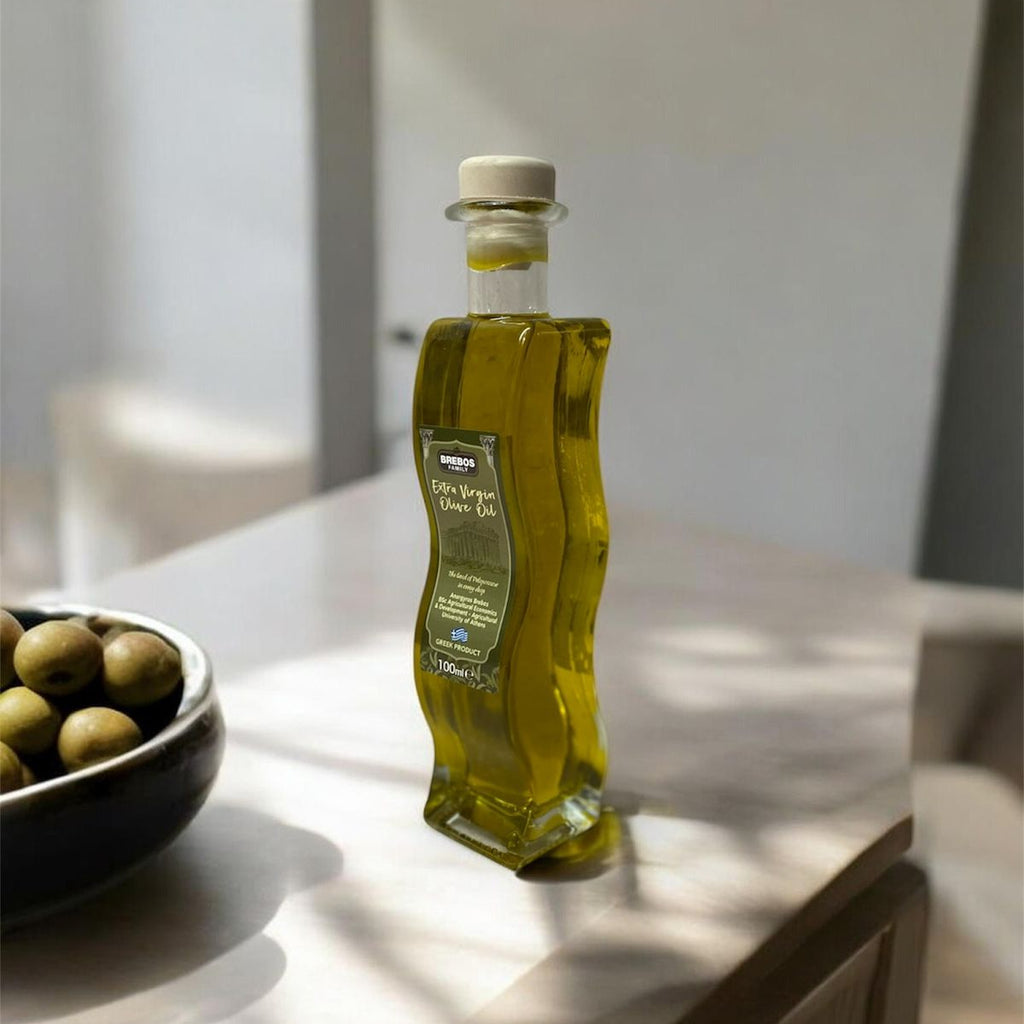 Εξαιρετικό Παρθένο Ελαιόλαδο Μπρέμπος 100ml – Κυματιστή Γυάλινη Φιάλη Με Ακρόπολη